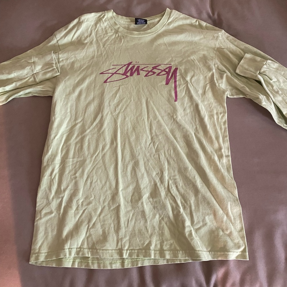 Long sleeve, bright green Stussy tee